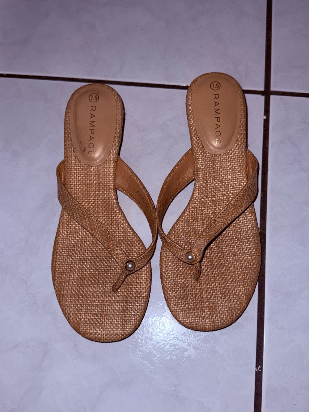 Rattan Textured Kitten Heel Sandals with Pearl Detailing